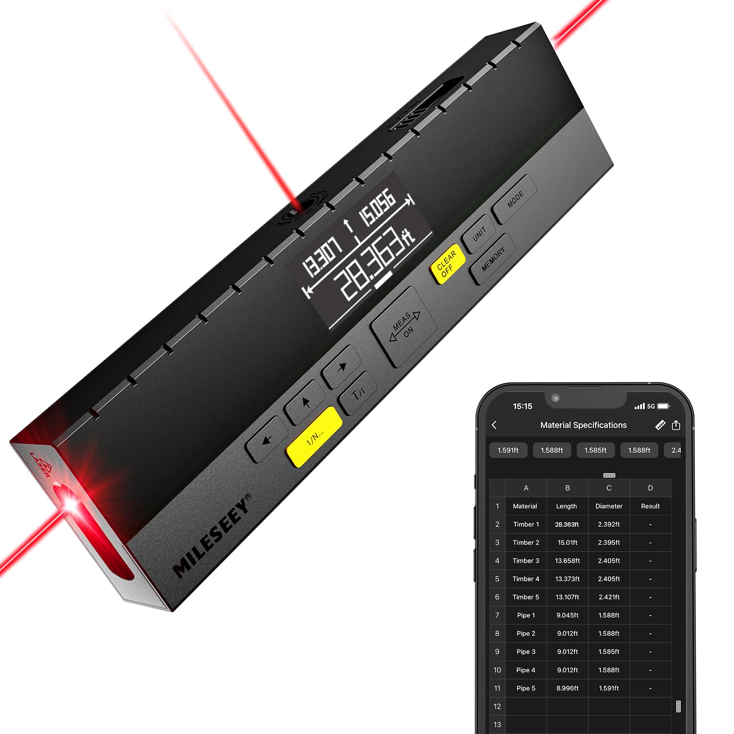 Bilateral Laser Measurement Tool,MiLESEEY 390Ft
