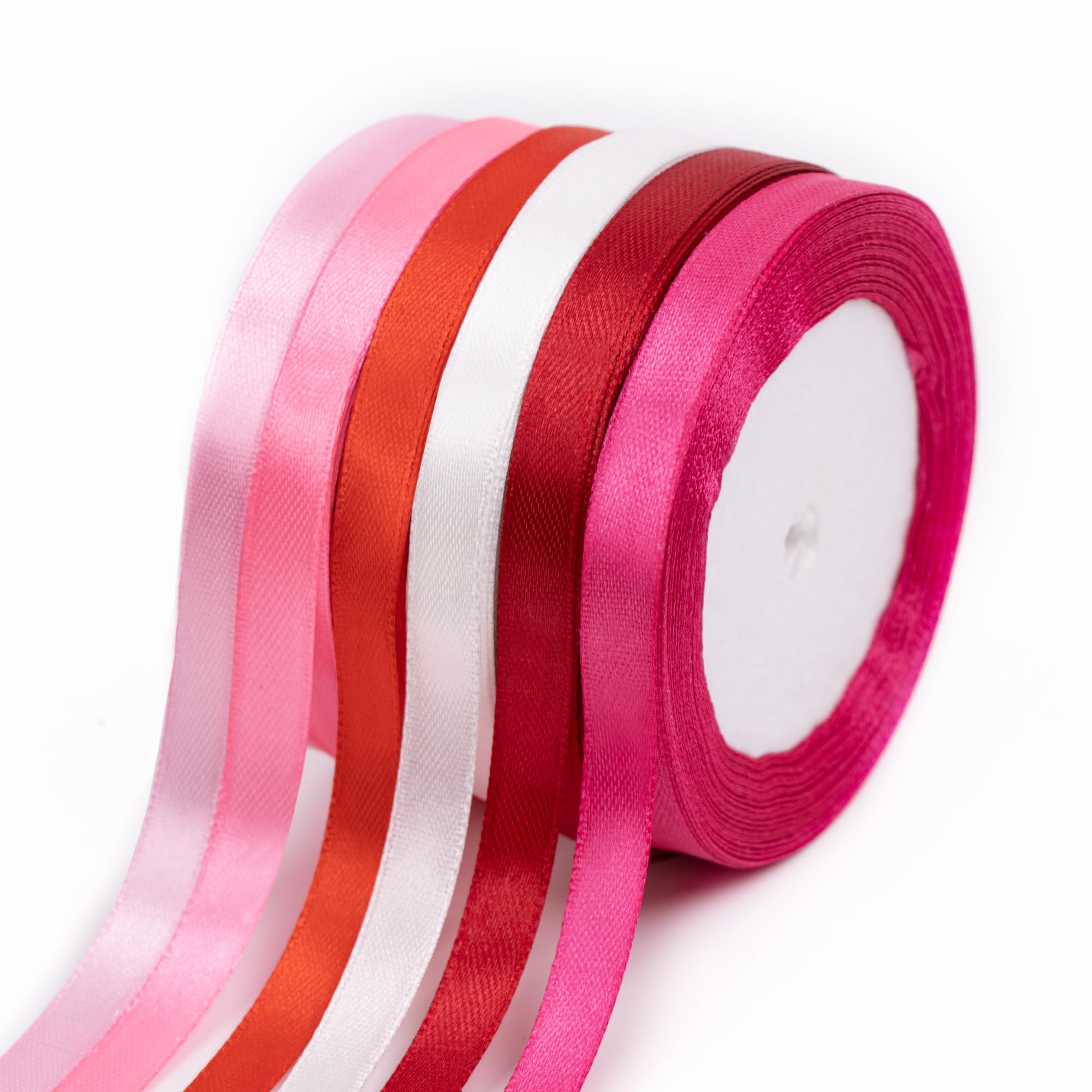Fyshird Red Satin Ribbon 10mm x 22m Red Curling Ribbon Thin Pink Ribbon for Gift Wrapping Fabric Polyester Ribbon for Crafting DIY Bows Cake Wedding Party Decorations Christmas