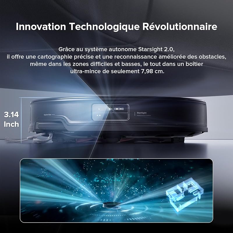 Saros 10R Robot Aspirateur, 22 000 Pa, Triple Anti-Enchevêtrement