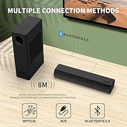 120W Sound Bar for TV, Tiny Soundbars with Wireless