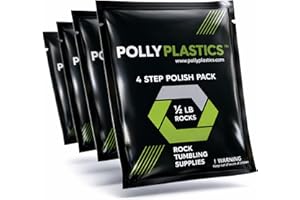 Polly Plastics Rock Tumbler Grit and Polish | 4-Steps Supplies for Tumbling and Polishing Stones and Gems | Professionals Adu