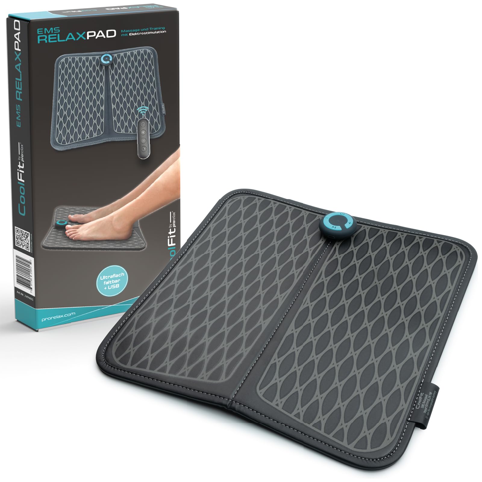 prorelax CoolFit Relax Pad | Circulation stimulator | Decongestant, circulation stimulator, pain relief in knees, calves and thighs | EMS foot massage | Medication-free
