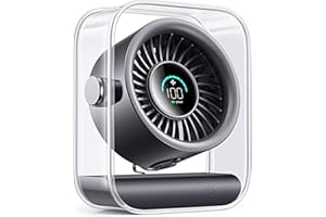 DIGIX USB Rechargeable Desk Fan, Small Portable Table Fan with 100 Speeds Turbo Airflow, 90° Tilt Quiet Desk Fans for Bedroom