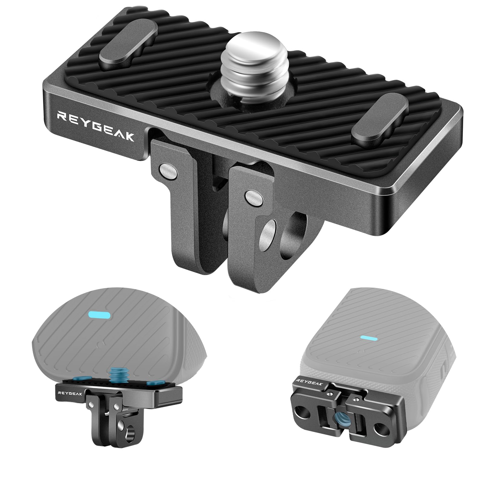 REYGEAK Quick Release Mount for Insta360 X4,Aluminum Head Camera Adapter with 1/4" Screw,Magnetic Dual-Claws Interface,Camera Conversion Adapter for Camera Holder Accessories with Dual-Claw.