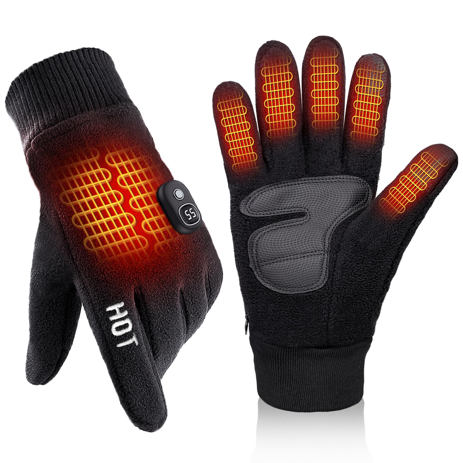 Photo 1 of MetroTesco Rechargeable Electric Heated Gloves with Soft Warm Fleece & Display, Anti-Slip Grip, Perfect for Outdoor Work/Skiing/Hunting/Cycling, Christmas