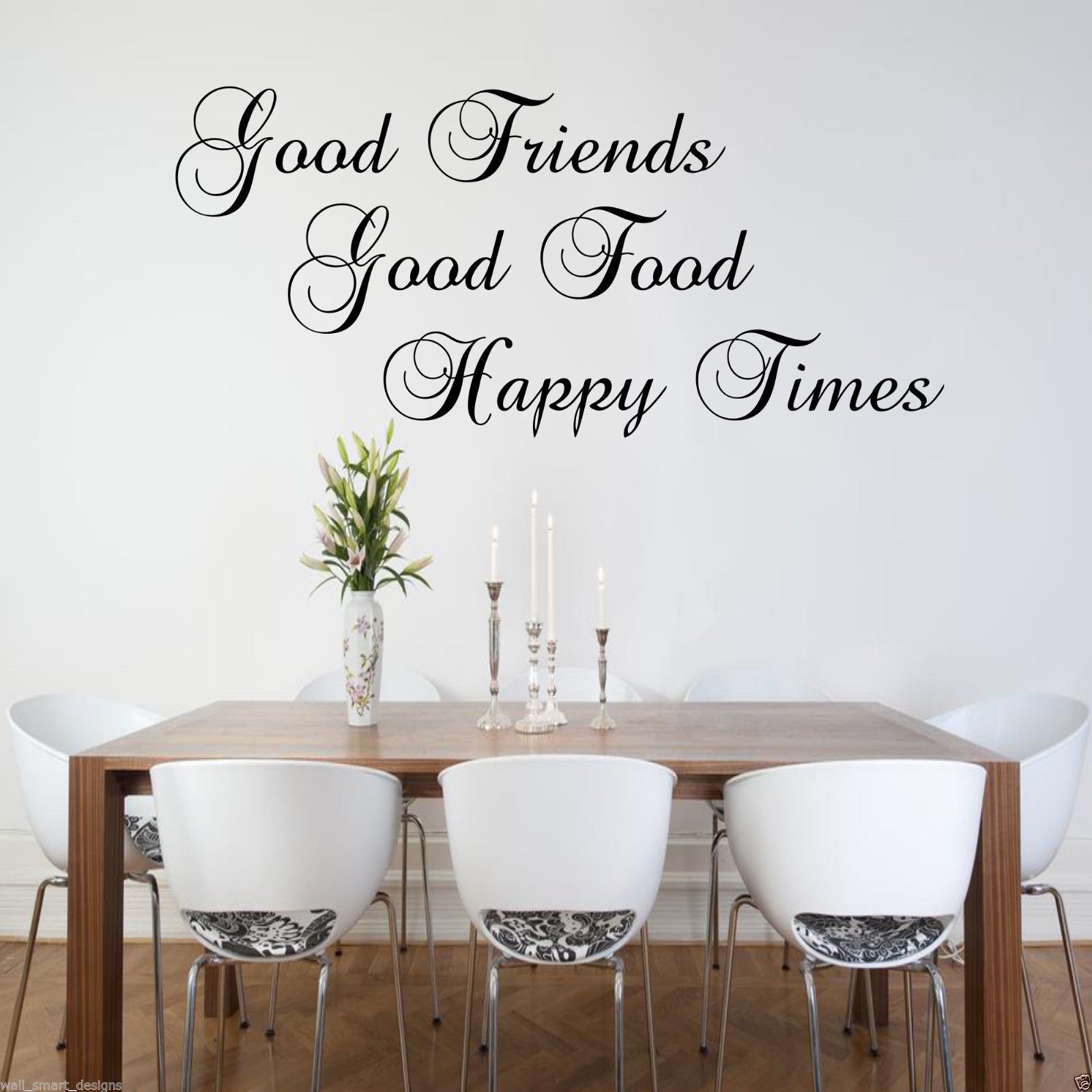 GOOD FRIENDS HAPPY Wall Art Sticker Lounge Quote Decal Mural Transfer Stickers