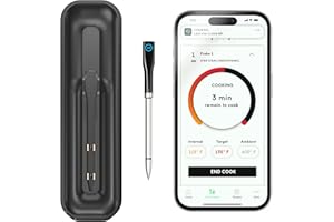 Chef iQ Smart Wireless Meat Thermometer, Unlimited Range, Bluetooth & WiFi Enabled, Digital Cooking Thermometer with Ultra-Thin Probe for Remote Monitoring of BBQ, Oven, Smoker, Air Fryer, Stove