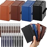 Sayglossy 25 Sets Small Notebook with Pen Bulk 5.6'' x 3.7'' Mini Notebooks and Pens Leather Pocket Journals A6 Ruled Notebooks for Business Work Travel Memos School Office Supplies(Vintage Colors)