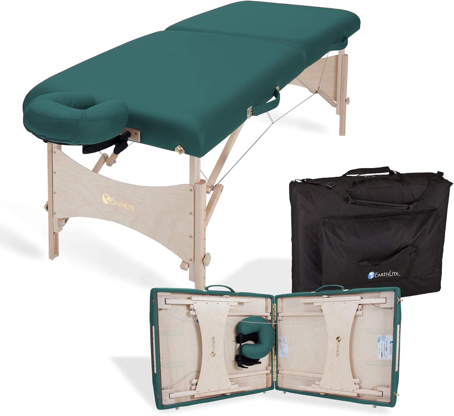 EARTHLITE Portable Massage Table HARMONY DX – Eco-Friendly Design, Hard Maple, Superior Comfort, Deluxe Adjustable Face Cradle, Heavy-Duty Carry Case (30" x 73"): Sports & Outdoors