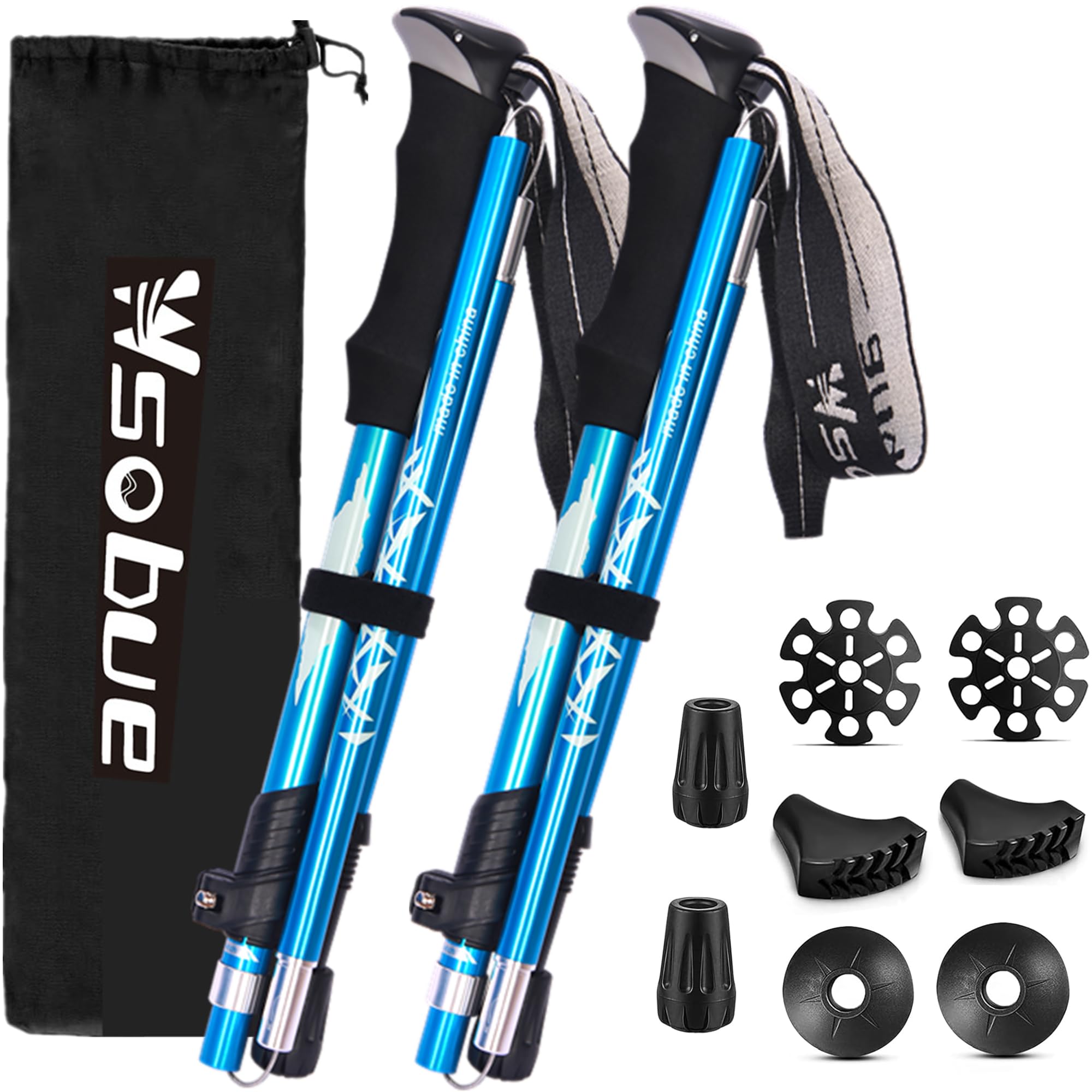 Trekking Pole, Collapsible Walking Hiking Stick for Men Women, Ultralight Aluminum Ski Pole with EVA Grip