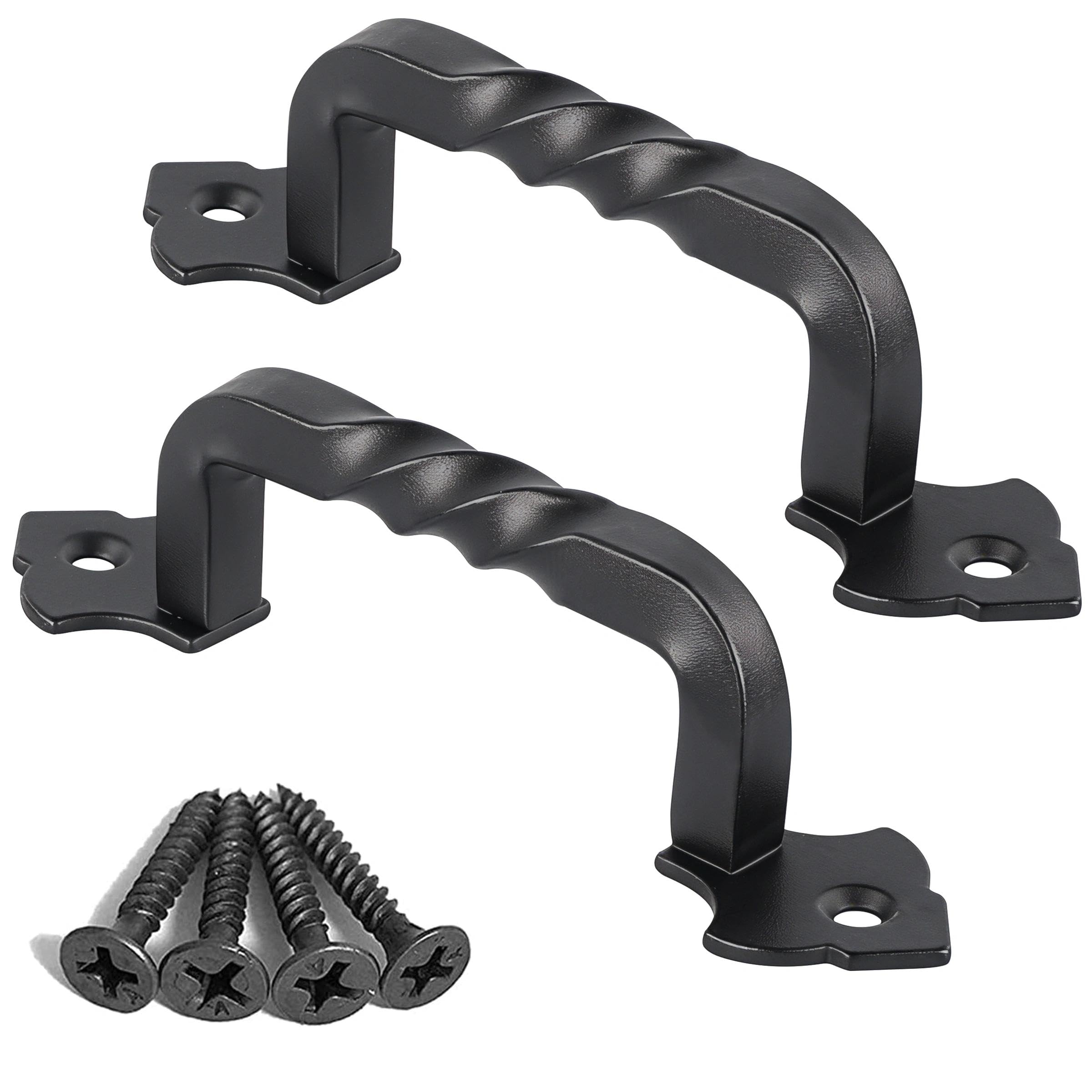 Ouvin 2 Pack Barn Door Pull Handle Hardware for Wooden Garden Gate Shed Cabinet Door (98mm/4inch) — image 1