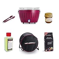  Lotusgrill Lotusgrill Edelstahl Stahl Kunststoff lila klein Balkon Camping Picknick ✔ rund ✔ tragbar rauchfrei ✔ Grillen mit Holzkohle ✔ für den Tisch 