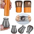 Silicone Chair Leg Floor Protectors with Felt, Chair Leg Caps, Silicon Furniture Leg Feet Protection Cover Protect Hardwood Floor Black Brown Clear 16 Pcs (X-Small Fit: 0.5" - 1", Black)