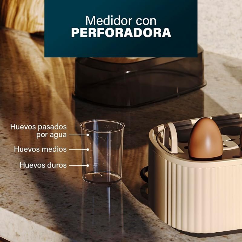 Hervidor de Huevos, Capacidad 6 Huevos, 300W, Medidor para Cocción Suave/Media/Dura, Apagado Automático, Libre de BPA, Tapa con Vapor, Fácil de Limpiar, 262047