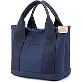 MINGRI Canvas Tote Bag for Women,Small Mini Totes Bags with Zipper Crossbody Purse with Pockets Shoulder Handbag