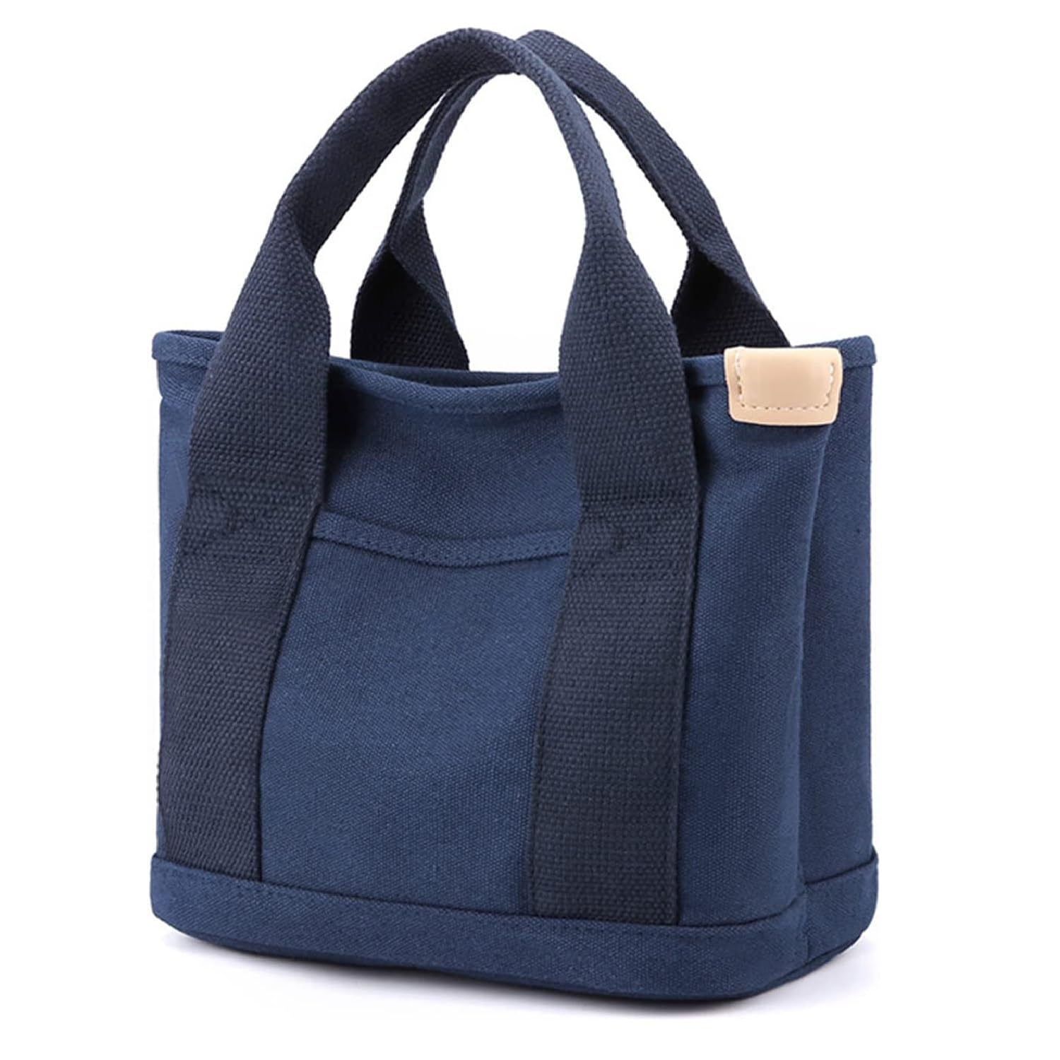 Photo 1 of Small Canvas Tote Bag for Women,Mini Totes Bags with Pockets, Cute Bible Handbag with Zipper Travel Top Handle Purse with Compartments Satchel Handbags for Work,Shopping,Beach,no Long Strap,Blue