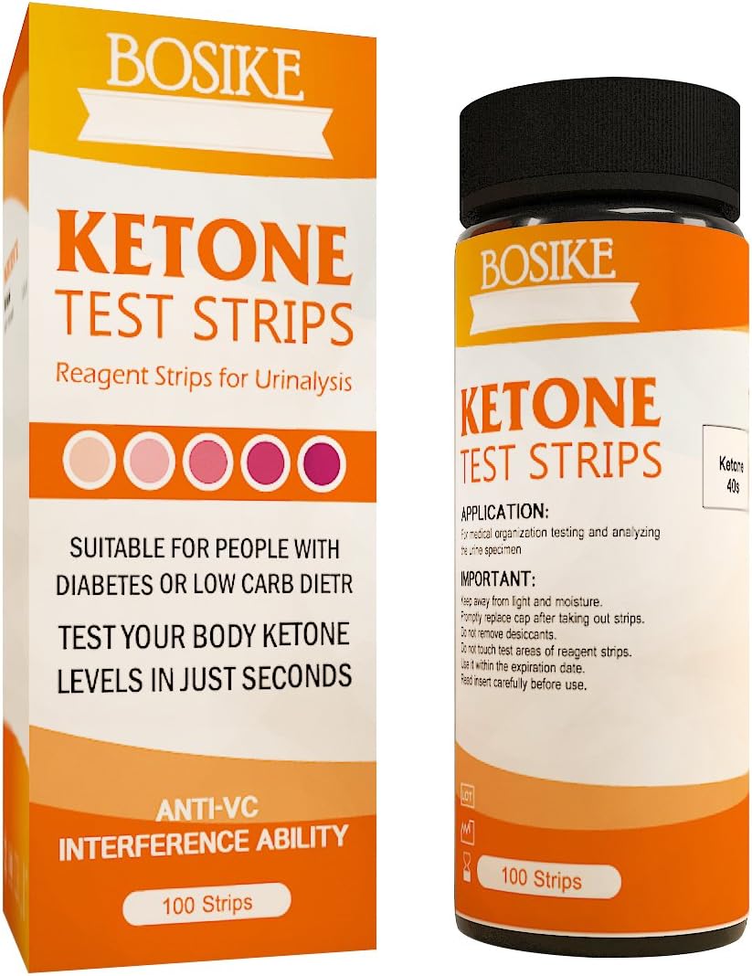 BOSIKE Ketone Test Strips 100ct Monitor Keto Ketosis Precise Urine Test Strips for Ketogentic Diet Weightloss and Diabetics