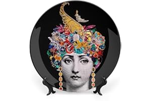 SPDIUV Lina Cavalieri Plate, Wall Decorative Plate, Mysterious Face Plate Wall Hanging Decoration,Including Bracket and Special Spring Hook,J (27),6inch