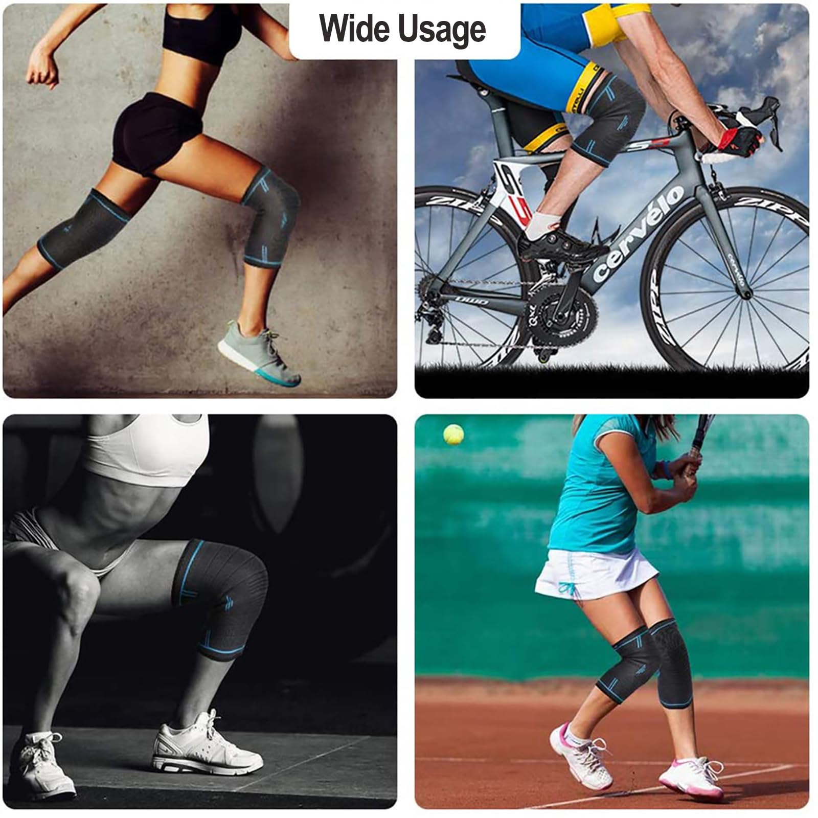 Seitaku Knee Braces for Women Men 2 Pack, Knee Compressin Sleeve Support for Running, Working out, Weightlifting, Football, Basketball, Gym, Sports (Navy, Medium)