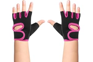 Luwint Kids Fingerless Workout Gloves - Anti-Slip Fitness Mitten for Children Cycling Yoga Weightlifting, 1 Pair