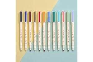 WRITECH Arts Sign Brush Pen Brush Tip Marker Felt Tip Water Based Ink Color Pens 12 Assorted Pastel Colors Great for Lettering, Journaling, Calligraphy (Natural)