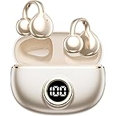 M97 Clip On Earbuds Wireless Bluetooth 5.3, Open Ear Headphones with 50H Battery 10-Min Quick Charge, Featherlight C-Shaped Hook, Secure Fit for Running/Gym, IPX5 Waterproof, Deep Bass(off white)