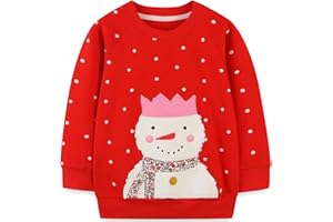 MUJOQE Toddler Girls Christmas Sweatshirts Ugly Xmas Sweater Kids Reindeer Pullover Shirts Tops 2 Years