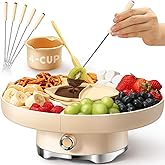 LUSHYUM Chocolate Fondue Pot Set Electric Melting Machine, 4-Cup Capacity 4 Trays 5 Forks 1 Spatula Cheese Warmer, Ideal Gift