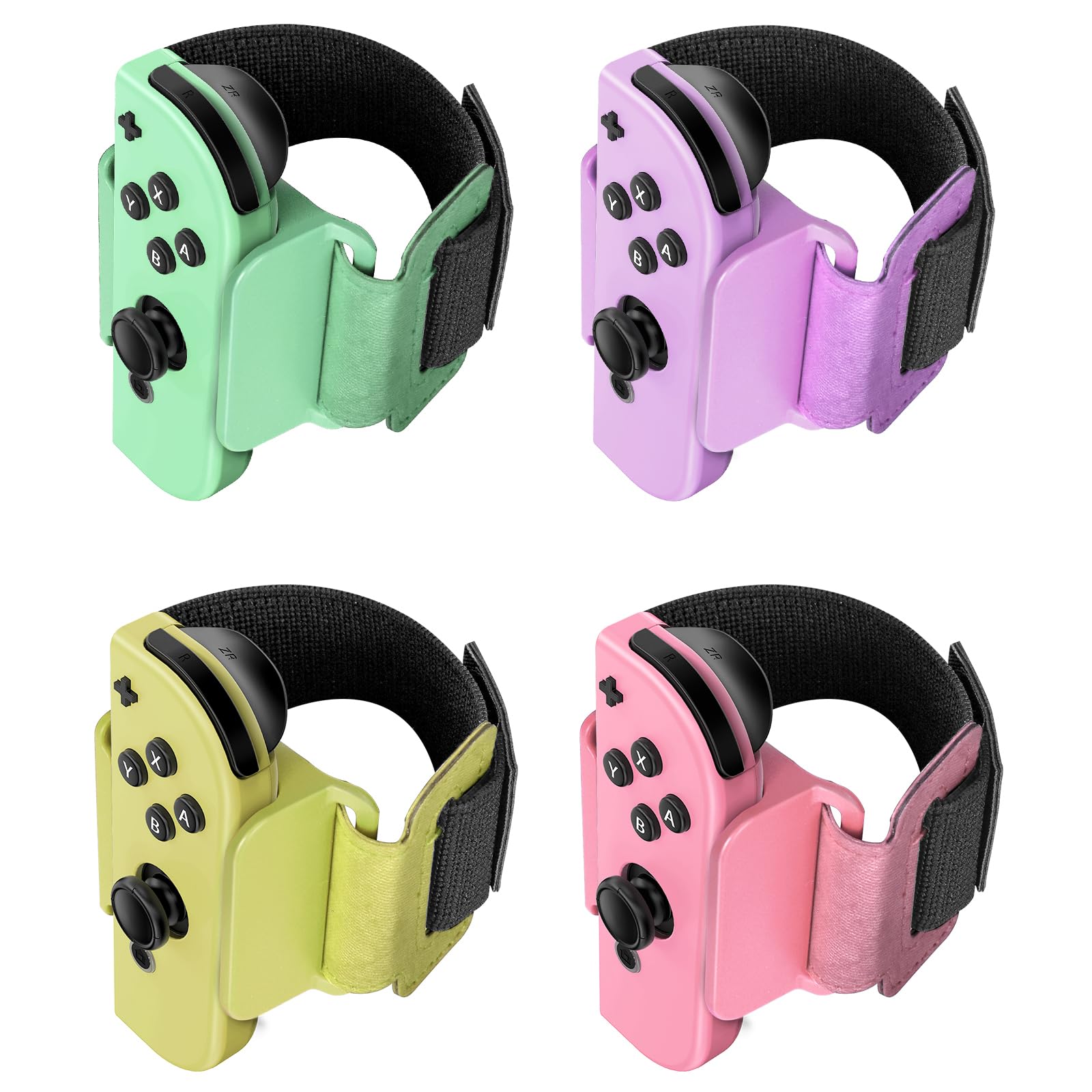 [4 Pack] Wristband for Just-Dance 2026 2025 2024 2023 2022 Nintendo Switch/for Zumba Burn It Up, Band for Joy-Con Grip,Wrist Strap for Adult Teens and Kids (Pastel (Green Purple/Yellow Pink))