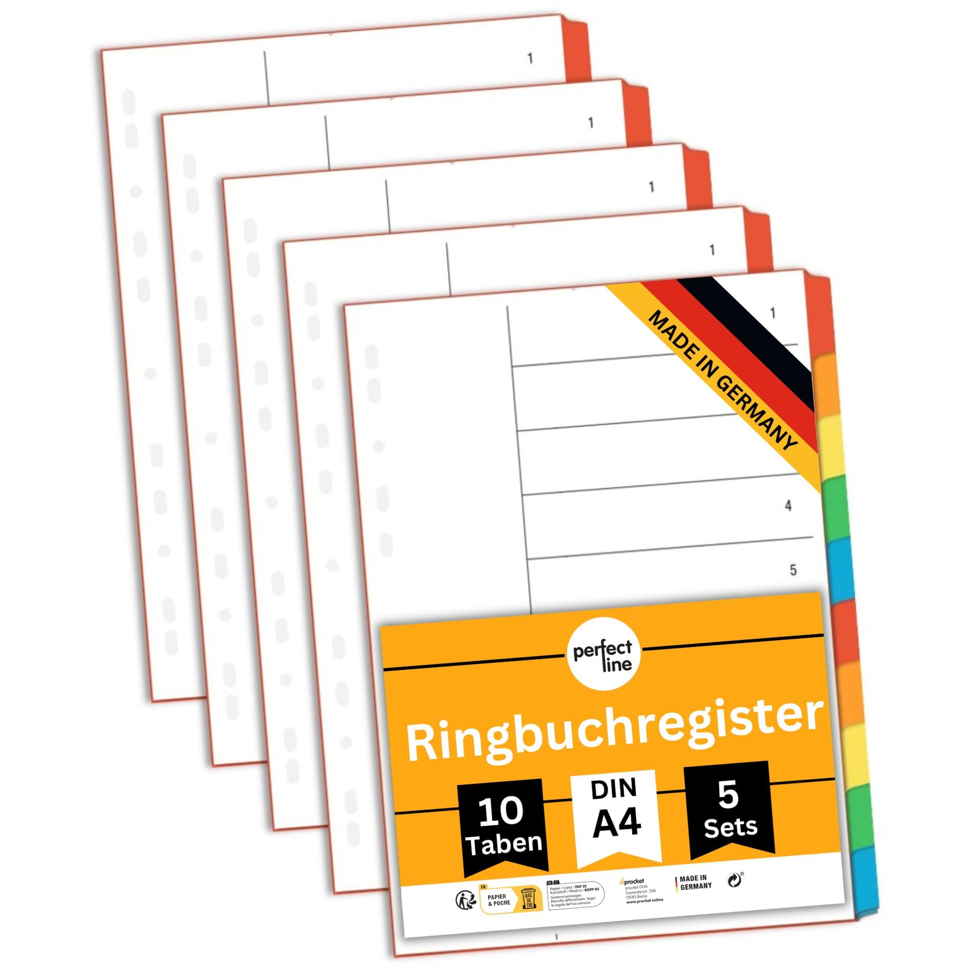 perfect line File dividers A4, Folder dividers for Lever Arch Files, 10-piece, Set of 5, Cardboard, Made in Germany