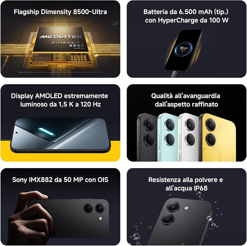POCO X8 Pro, Smartphone 12+512GB, Giallo, Dimensity 8500-Ultra