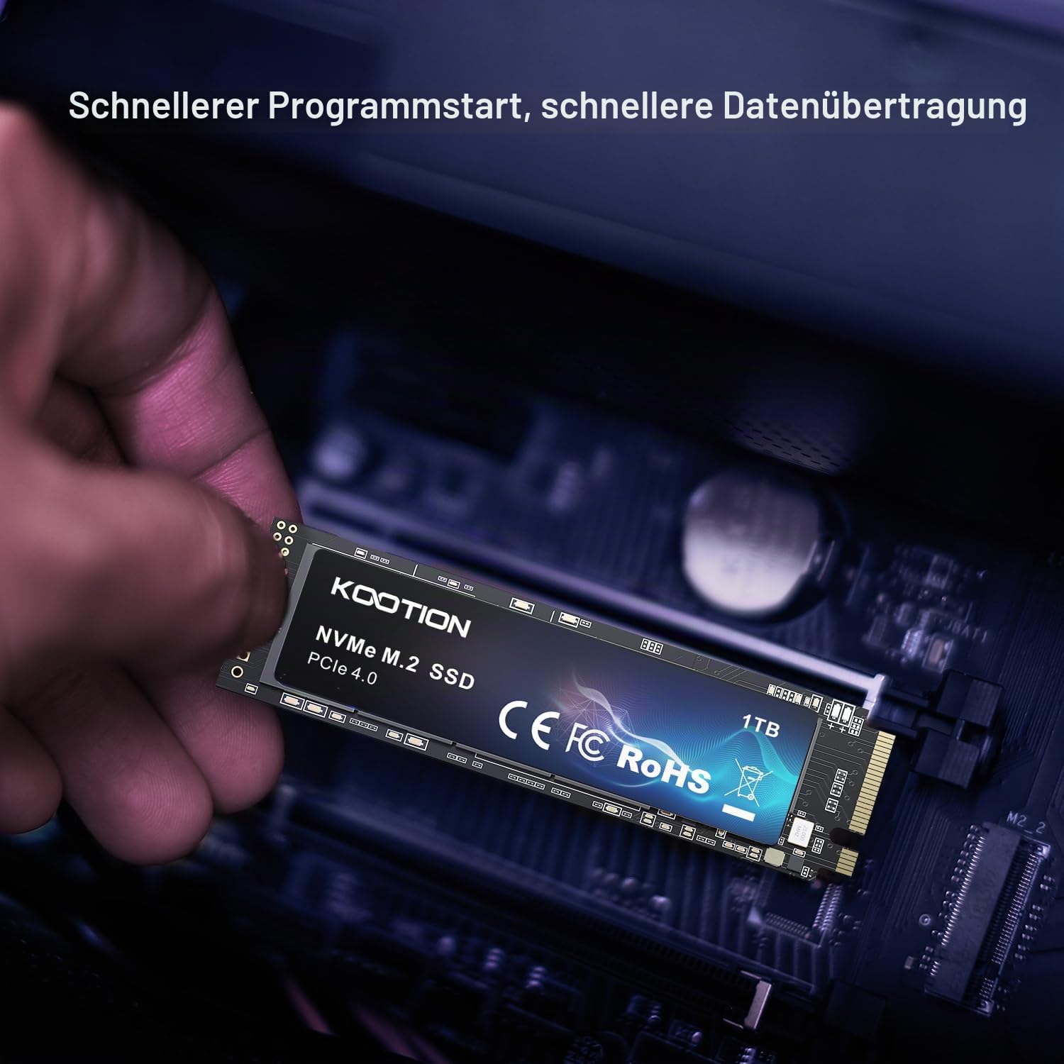 KOOTION SSD 1TB Nvme SSD PCIe 4.0 Interne Festplatte 5200MB/s Lesen, 4500MB/s Schreiben, 1 TB SSD 3D NAND Flash Interne Solid-State-Laufwerk für PS5, Programme, Gaming und Videoschnitt 7