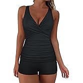 Firpearl Underwire Tankini Swimsuits for Women V Neck Twist Tankini with Shorts Tummy Control Two Piece Bathing Suits 2025
