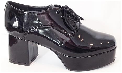 Kostüm Saturday Night Fever - Schwarz Lack Retro 70er Jahre Disco Plateauschuhe - 5