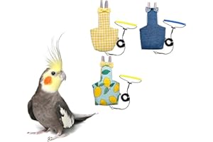 VANFAVORI Bird Diaper Harness Flight Suit Clothes with 80 Inch Flying Leash Rope for Parrots Conure Cockatiel Pet Birds Weight 80-105 Grams，3 Pieces Including Three leashes and Three Cotton Pads