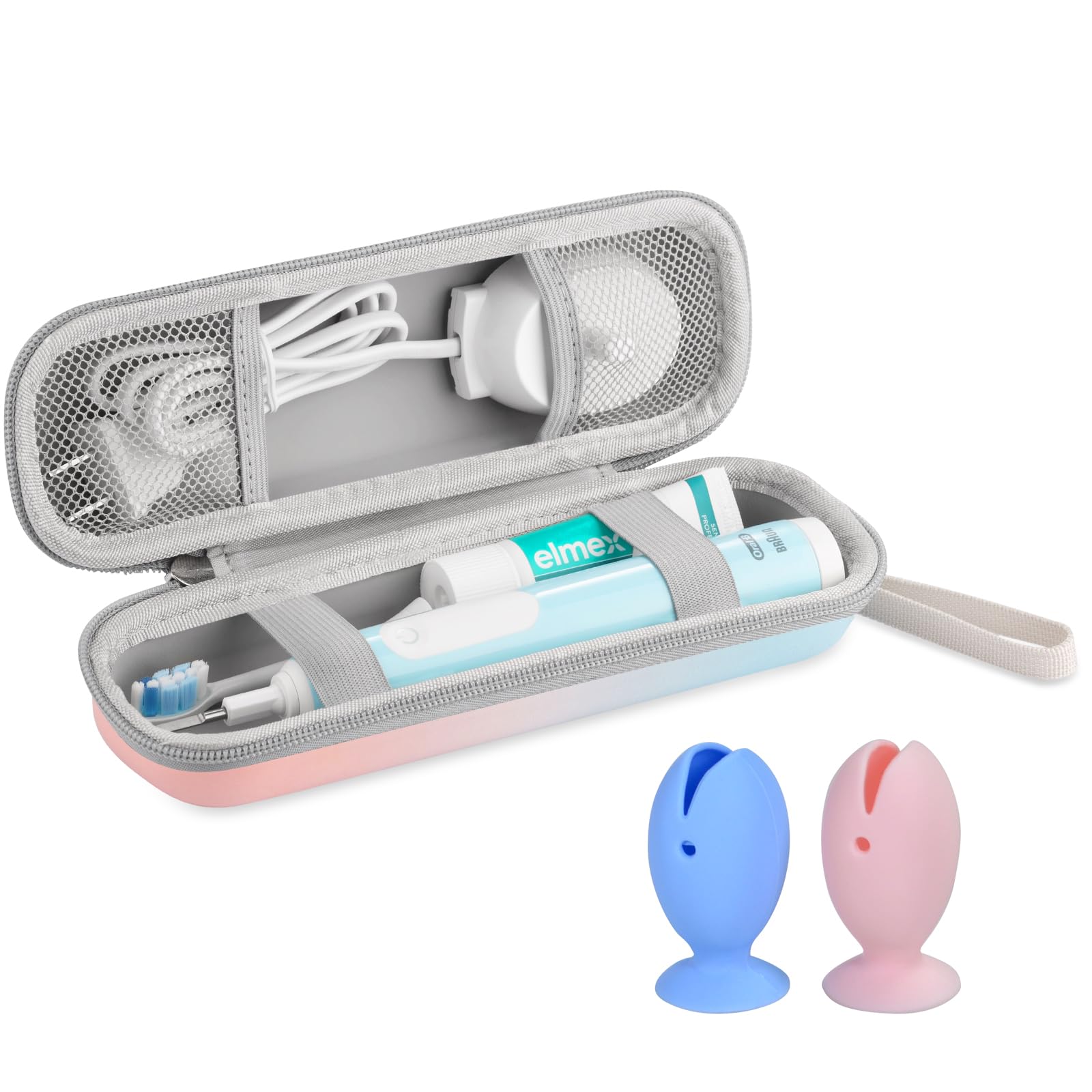 TUNYINSH Travel Case for Oral-B/Oral-B Pro/Philips Sonicare Electric Toothbrush with Accessories Storage,Portable Hard Protective Storage Bag (Gradient Case and 2 Caps)