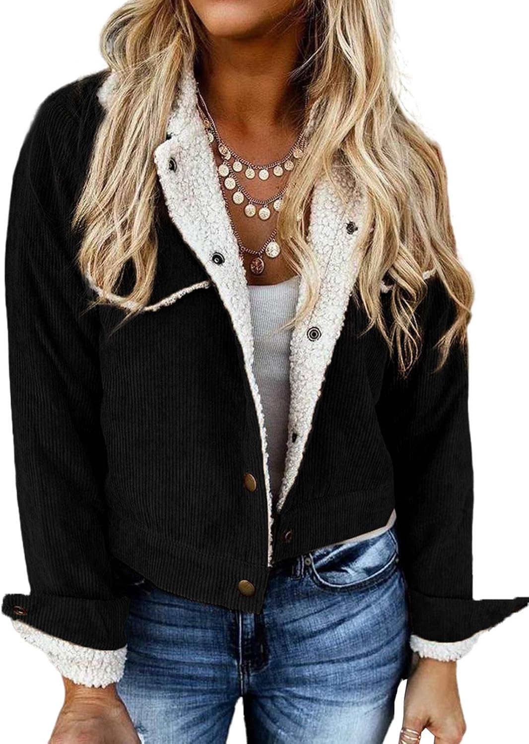 womens corduroy jacket with sherpa lining