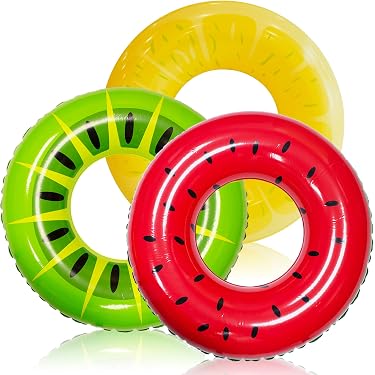 SAIIURV 2 Bouées Piscine Bébé Rayées Gonflables - Anneaux Natation 52 Cm Pour Enfants 1-2 Ans