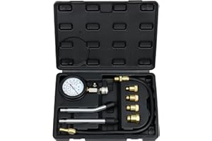 JoyFans 0-300 PSI Compression Tester Automotive Tool, Petrol Gas Engine Cylinder Pressure Test Kit with Gauge Adapter M10 M12 M14 M18 for Small Engine Cars Motorcycles Trucks SUVs Black