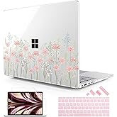 Lepeoac Case for 13.8" Microsoft Surface Laptop 7 13.8 Windows 11 PC 2024 (Model 2036), Hard Shell Cover with Keyboard Cover + Screen Protector + Dust Plug, Floral C322
