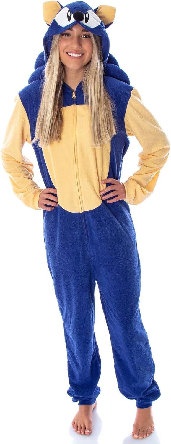 Sonic The Hedgehog Men's Video Game Character Costume One-Piece Union Suit Pajama Onesie: Clothing