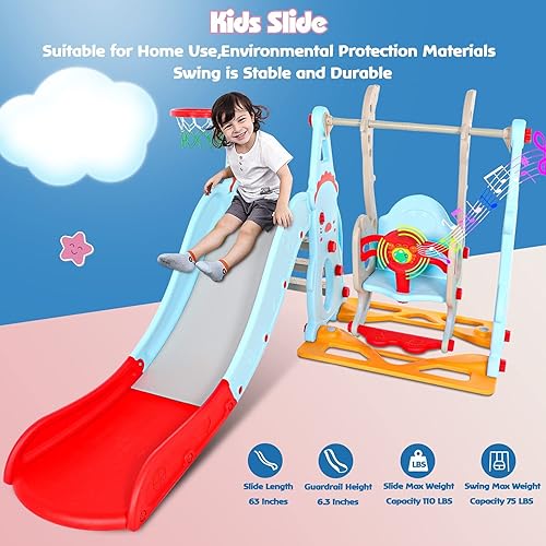 Naice Toddler Slide and Swing Set, in Kids Indoor Slide Swing