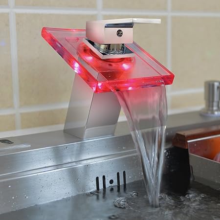1002 No Battery Water Power Waterfall Bathroom Sink Faucet Deck