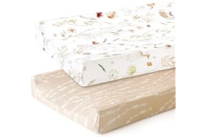 GRSSDER Stretchy Ultra Soft Jersey Knit Changing Pad Cover Set 2 Pack, Stylish Breathable and Come with The Buckle Strap Holes, Universal Fitted Safe and Snug