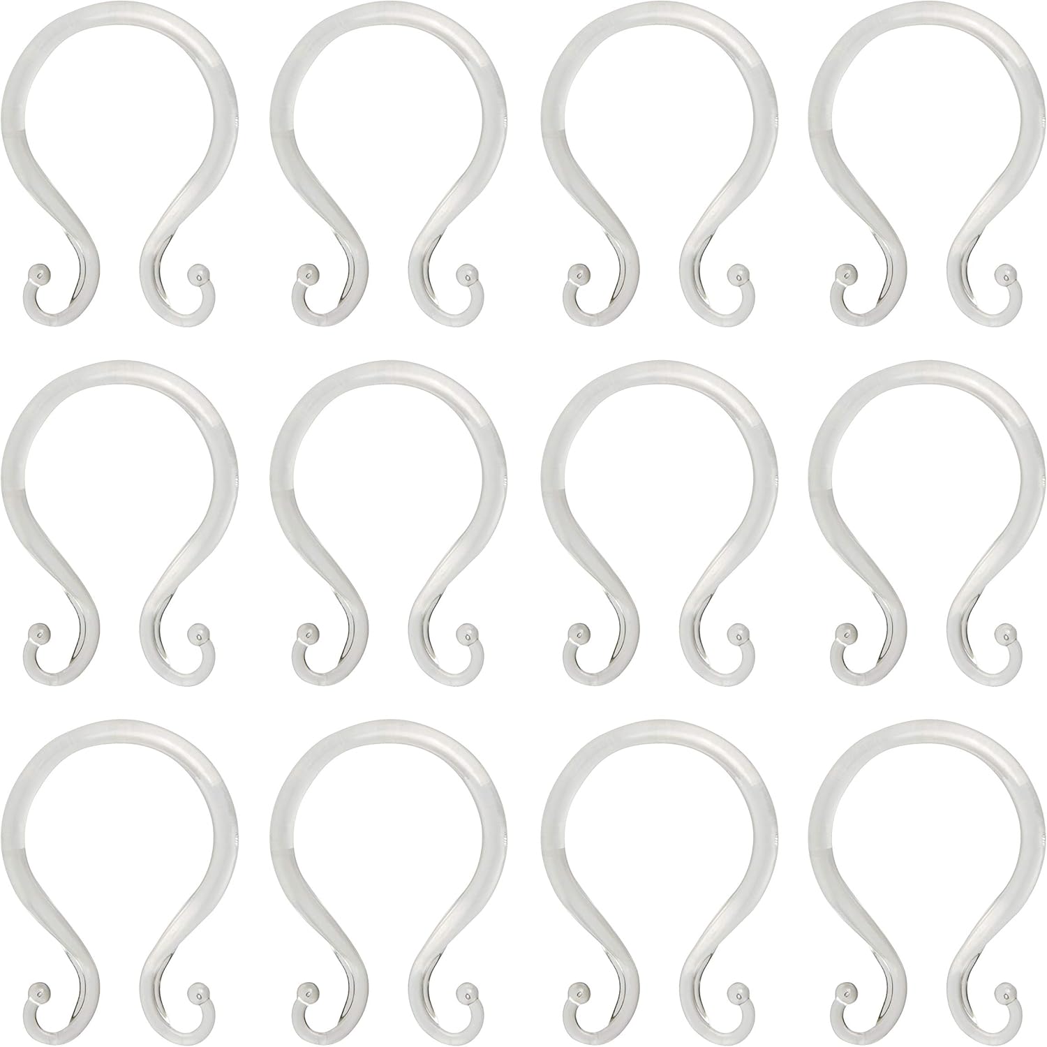 Kenney Double Shower Curtain Hooks (Set of 12), Clear: Home & Kitchen