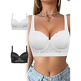 Women's Sexy Lace Bra with Underwire, 2 Pcs Push-up Lace Bra, Floral Pattern Support Design, Strong Wrapping Daily use
