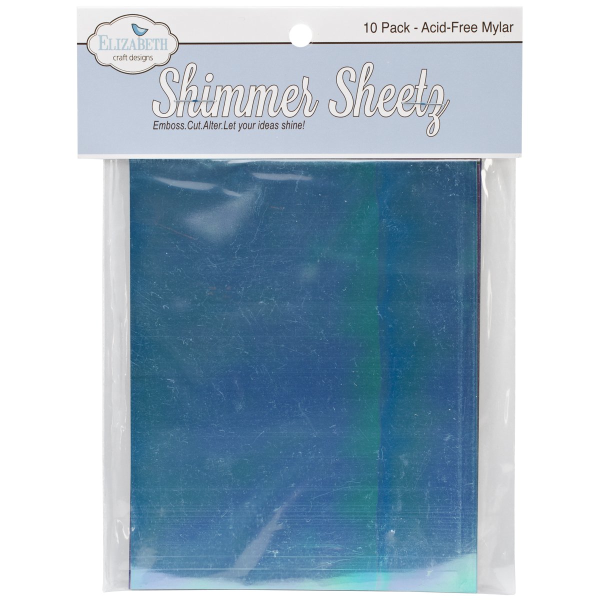 Elizabeth Craft Designs Mylar Shimmer Sheetz Sampler 10 per Package, 5 x 4 inches, Gemstone, Multicolour