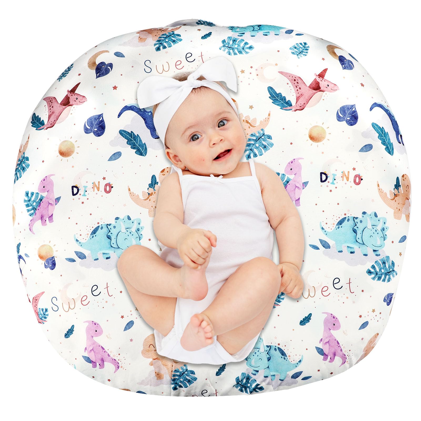 Photo 1 of Newborn Lounger Cover, Cute Dinosaur Removable Cover Ultra Soft Comfortable Lounger Slipcover Removable Cover for Infant Lounger Pillow (Lounger not Included)