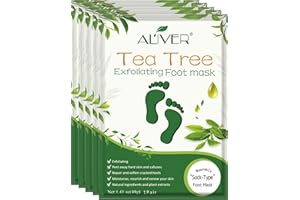AIQIUSHA Foot Peel Mask 5 Pack,Tea Tree Exfoliating FToot Masks, Soft Smooth Touch Natural Exfoliator for Dry Dead Skin, Callus, Repair Rough Heels,Gifts for Women Mom and Men