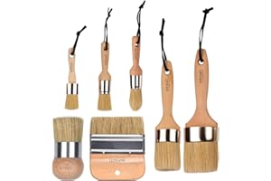 INFINITI ELEMENTZ Professional Chalk and Wax Paint Brush 7PC Set!!!! Large DIY Painting and Waxing Tool | Smooth, Natural Bristles | Folk Art, Home Décor, Wood Projects, Furniture, Stencils | Reusable (Extra Large 7pc)